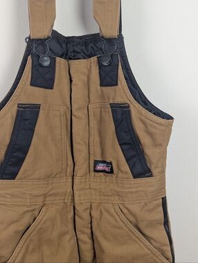 Dickies Brown Duck Canvas Insulated Bib Overalls Youth Size 4-5 XS